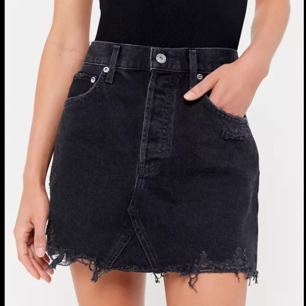 AGOLDE Quinn Distressed Denim Mini Skirt